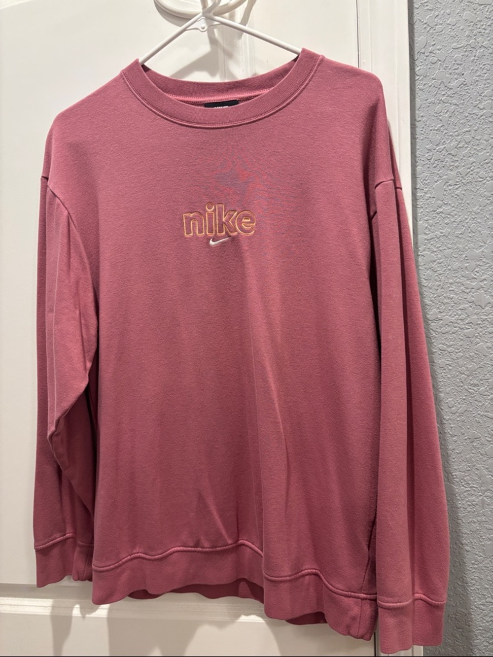 Nike Dusty Rose Pullover Sweatshirt with Embroidered Logo